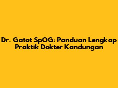 Dr. Gatot SpOG: Panduan Lengkap Praktik Dokter Kandungan