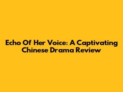 Echo Of Her Voice: A Captivating Chinese Drama Review