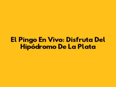 El Pingo En Vivo: Disfruta Del Hipódromo De La Plata