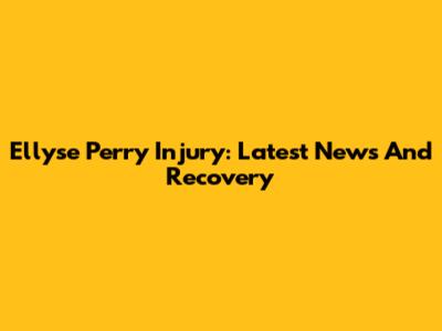 Ellyse Perry Injury: Latest News And Recovery