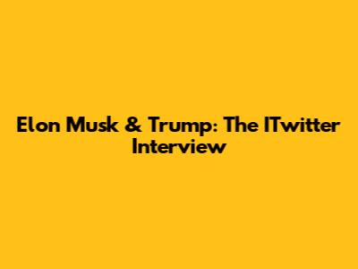 Elon Musk & Trump: The ITwitter Interview