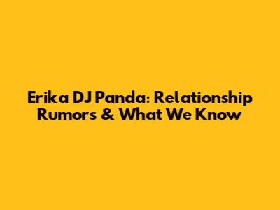 Erika DJ Panda: Relationship Rumors & What We Know
