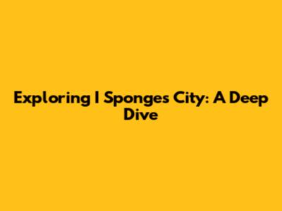 Exploring I Sponges City: A Deep Dive