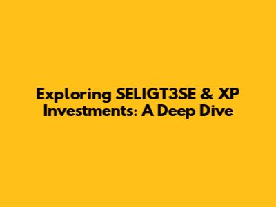 Exploring SELIGT3SE & XP Investments: A Deep Dive