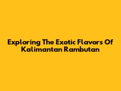 Exploring The Exotic Flavors Of Kalimantan Rambutan