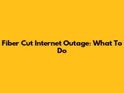 Fiber Cut Internet Outage: What To Do