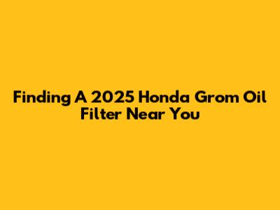 Finding A 2025 Honda Grom Oil Filter Near You