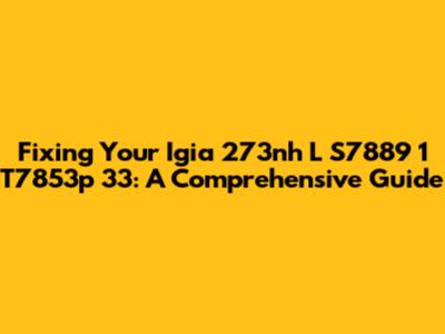 Fixing Your Igia 273nh L S7889 1 T7853p 33: A Comprehensive Guide