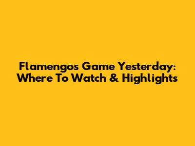 Flamengo's Game Yesterday: Where To Watch & Highlights