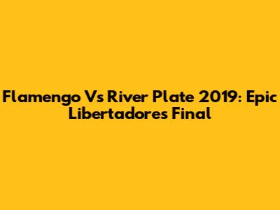 Flamengo Vs River Plate 2019: Epic Libertadores Final
