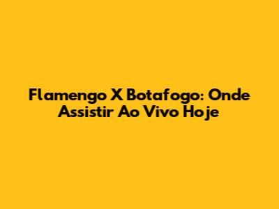 Flamengo X Botafogo: Onde Assistir Ao Vivo Hoje