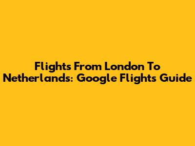 Flights From London To Netherlands: Google Flights Guide
