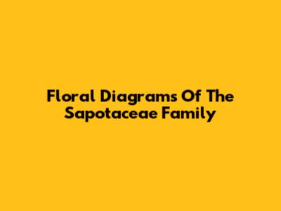 Floral Diagrams Of The Sapotaceae Family