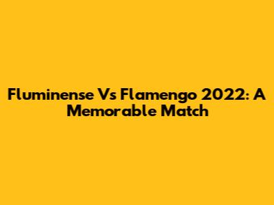 Fluminense Vs Flamengo 2022: A Memorable Match