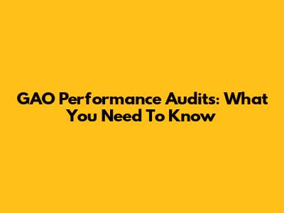 GAO Performance Audits: What You Need To Know
