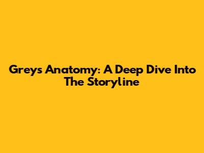 Grey's Anatomy: A Deep Dive Into The Storyline