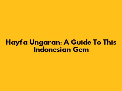 Hayfa Ungaran: A Guide To This Indonesian Gem