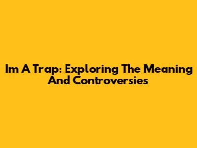 I'm A Trap: Exploring The Meaning And Controversies