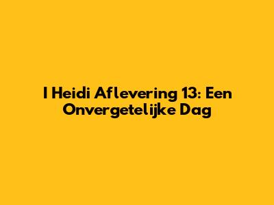 I Heidi Aflevering 13: Een Onvergetelijke Dag