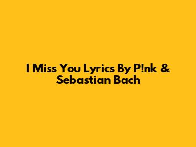 I Miss You Lyrics By P!nk & Sebastian Bach