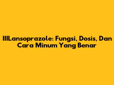IIILansoprazole: Fungsi, Dosis, Dan Cara Minum Yang Benar