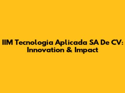 IIM Tecnologia Aplicada SA De CV: Innovation & Impact