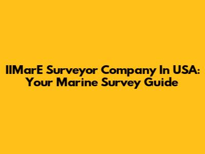 IIMarE Surveyor Company In USA: Your Marine Survey Guide