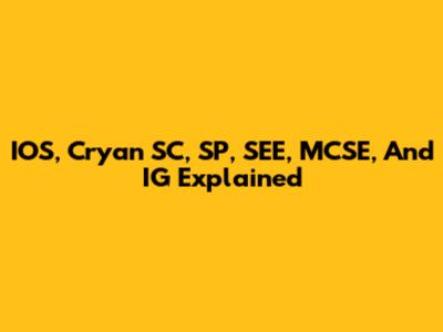 IOS, Cryan SC, SP, SEE, MCSE, And IG Explained