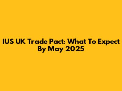 IUS UK Trade Pact: What To Expect By May 2025