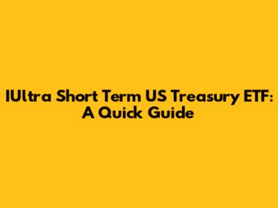 IUltra Short Term US Treasury ETF: A Quick Guide