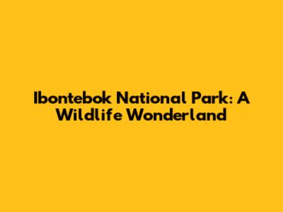 Ibontebok National Park: A Wildlife Wonderland