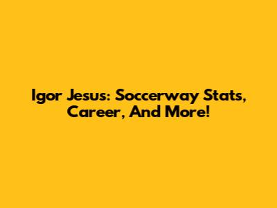 Igor Jesus: Soccerway Stats, Career, And More!