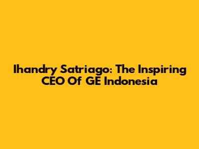 Ihandry Satriago: The Inspiring CEO Of GE Indonesia
