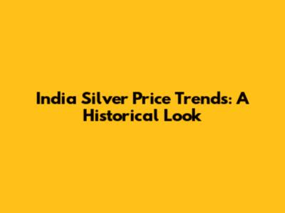 India Silver Price Trends: A Historical Look
