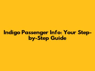 Indigo Passenger Info: Your Step-by-Step Guide
