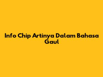 Info Chip Artinya Dalam Bahasa Gaul
