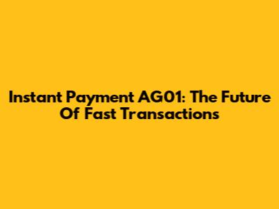 Instant Payment AG01: The Future Of Fast Transactions