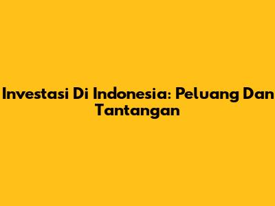 Investasi Di Indonesia: Peluang Dan Tantangan