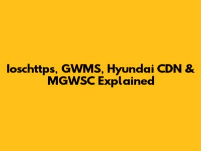 Ioschttps, GWMS, Hyundai CDN & MGWSC Explained