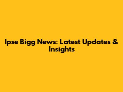 Ipse Bigg News: Latest Updates & Insights