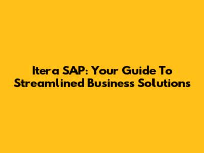 Itera SAP: Your Guide To Streamlined Business Solutions
