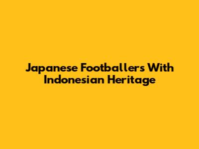 Japanese Footballers With Indonesian Heritage