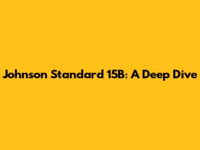 Johnson Standard 15B: A Deep Dive
