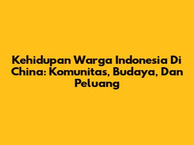 Kehidupan Warga Indonesia Di China: Komunitas, Budaya, Dan Peluang