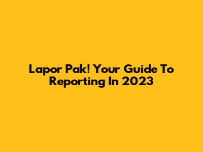 Lapor Pak! Your Guide To Reporting In 2023