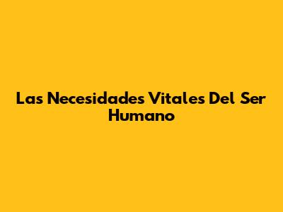 Las Necesidades Vitales Del Ser Humano