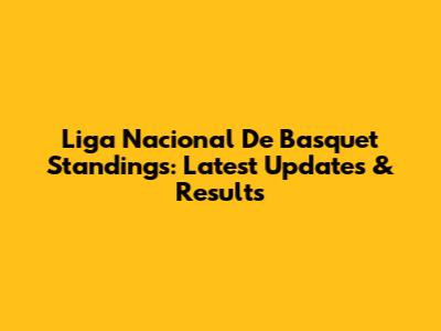 Liga Nacional De Basquet Standings: Latest Updates & Results