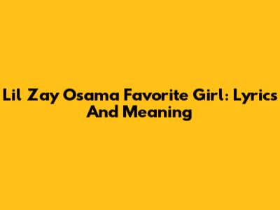 Lil Zay Osama Favorite Girl: Lyrics And Meaning