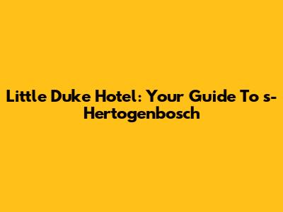 Little Duke Hotel: Your Guide To 's-Hertogenbosch