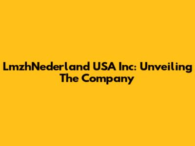 LmzhNederland USA Inc: Unveiling The Company